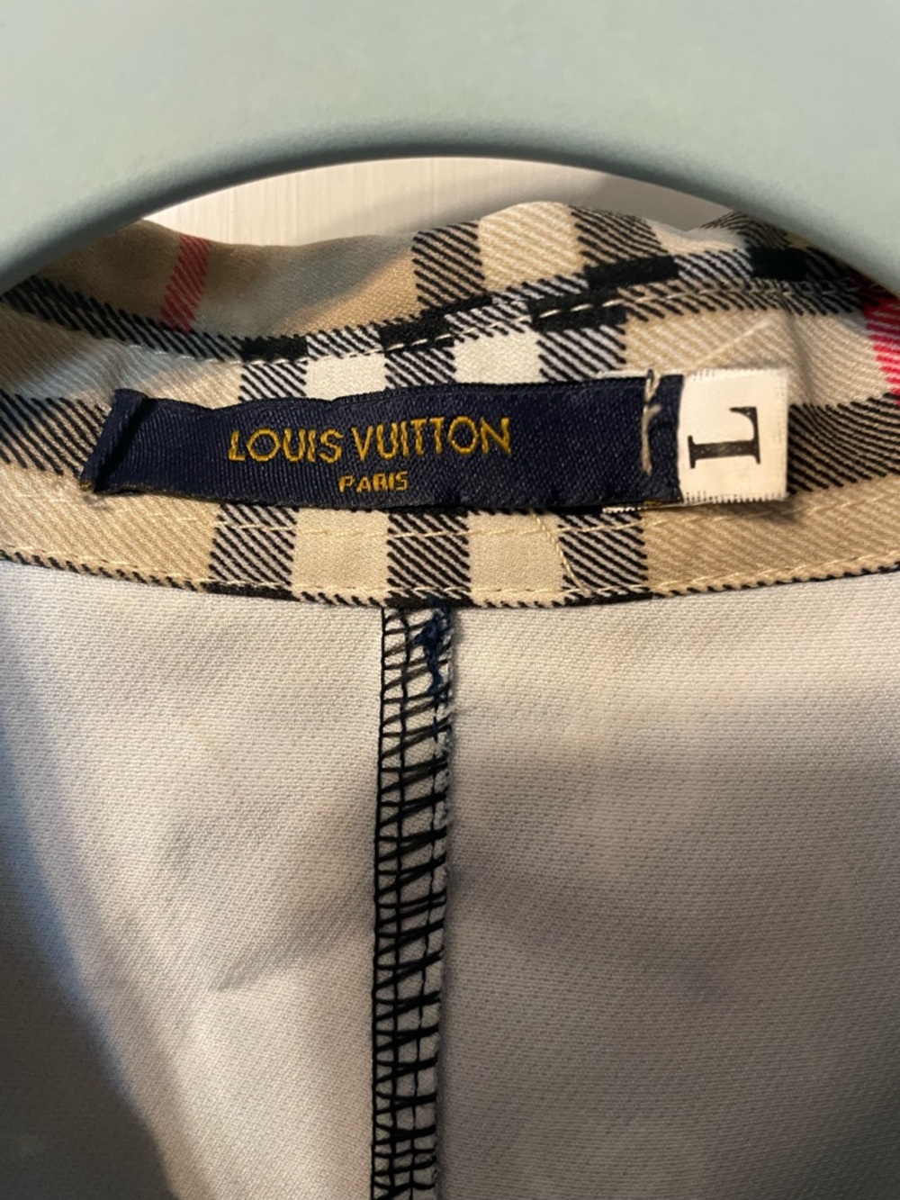 Louis Vuitton Collar dress with Beige Plaid Trim